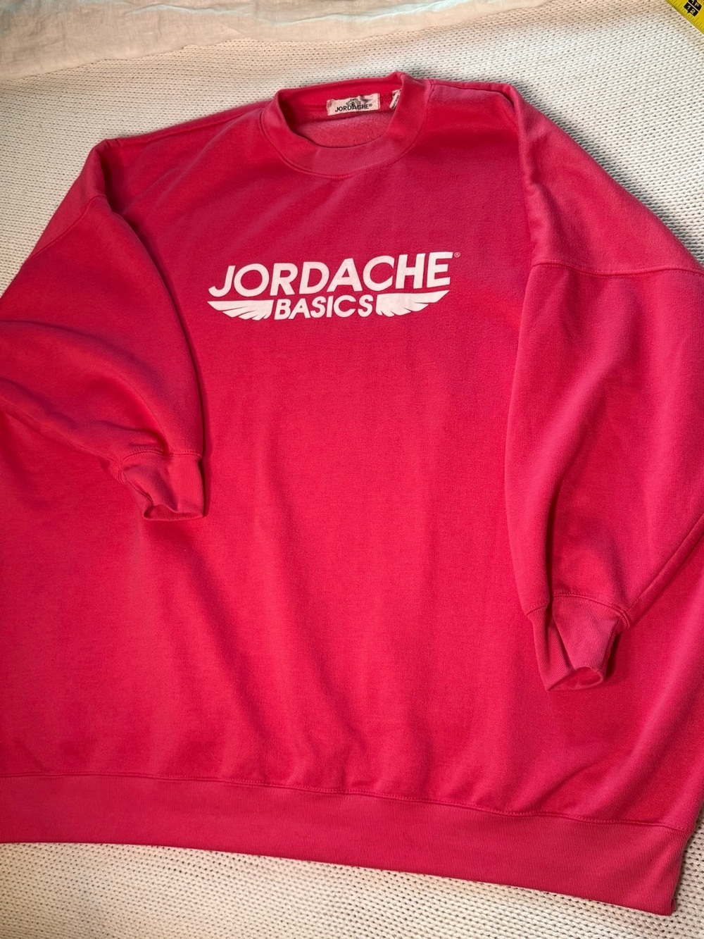 Jordache Basics Vintage Hot Pink Oversized Crewneck Sweatshirt